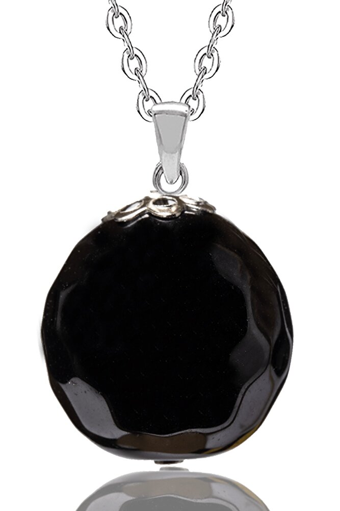 Sertifikalı Fasetli Obsidyen Doğal Taş Kolye