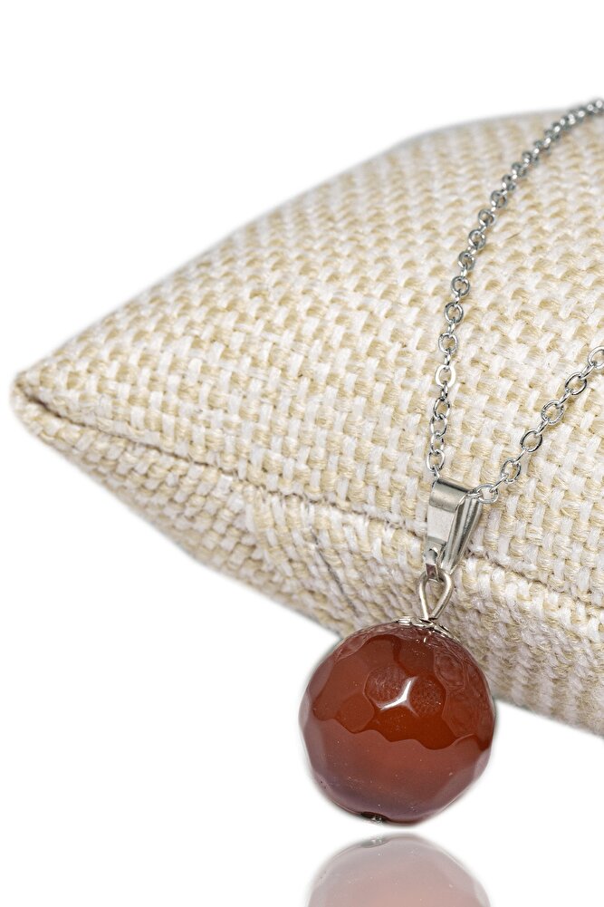 Sertifikalı Fasetli Doğal Yemen Akik Taşı Kolye