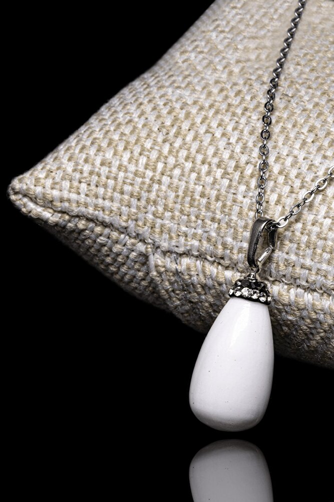 Sertifikalı Doğal Sedef Taşı Kolye (zirkon Taşlı)