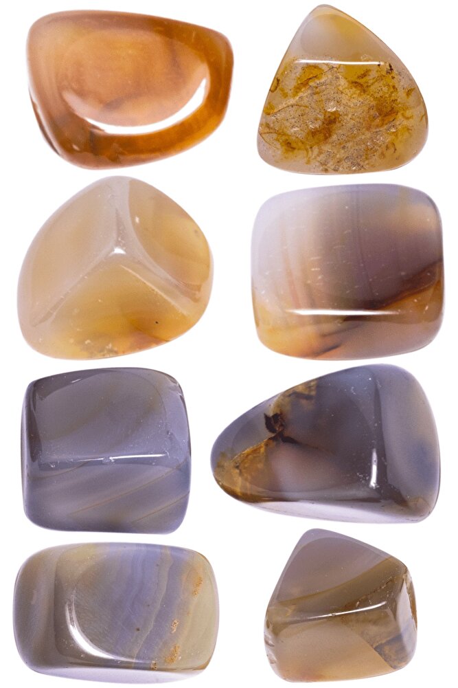 Sertifikalı Gerçek Çiçek Akik Taşı Kütle - 4 Adetli