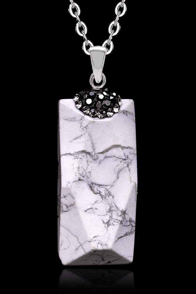 Sertifikalı Zirkon Taşlı Doğal Havlit Taşı Kolye