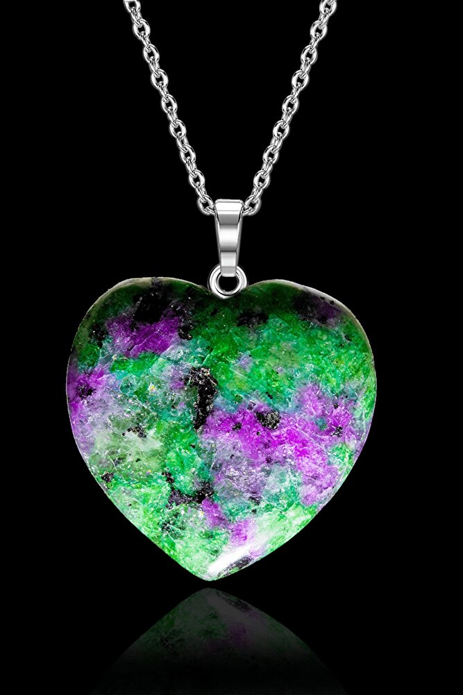 Sertifikalı Kalp Model Ruby Yakutlu Zoisite Taşı Kolye (ANYOLİT TAŞI)