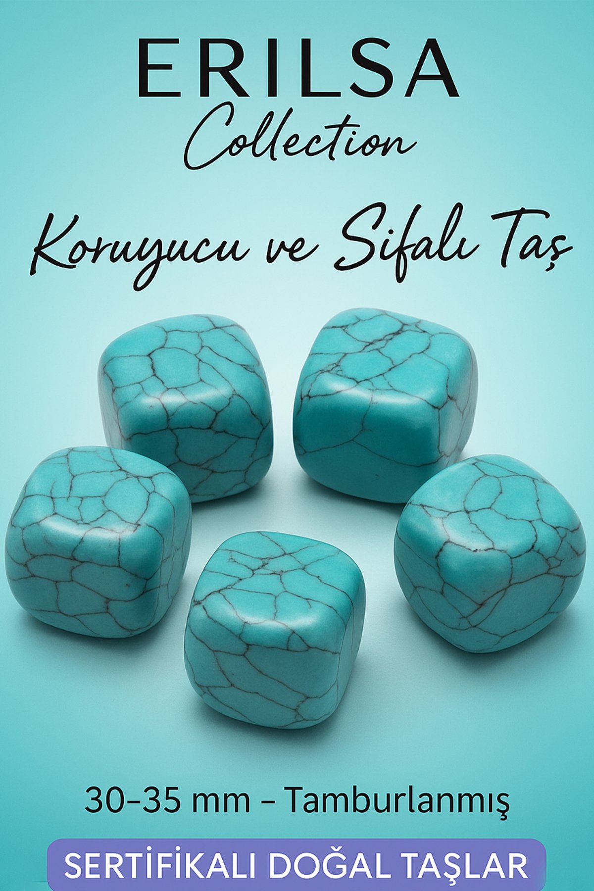 Sertifikalı Tamburlanmış Turkuaz Taşı Kütle – Koruma ve Şifa Taşı