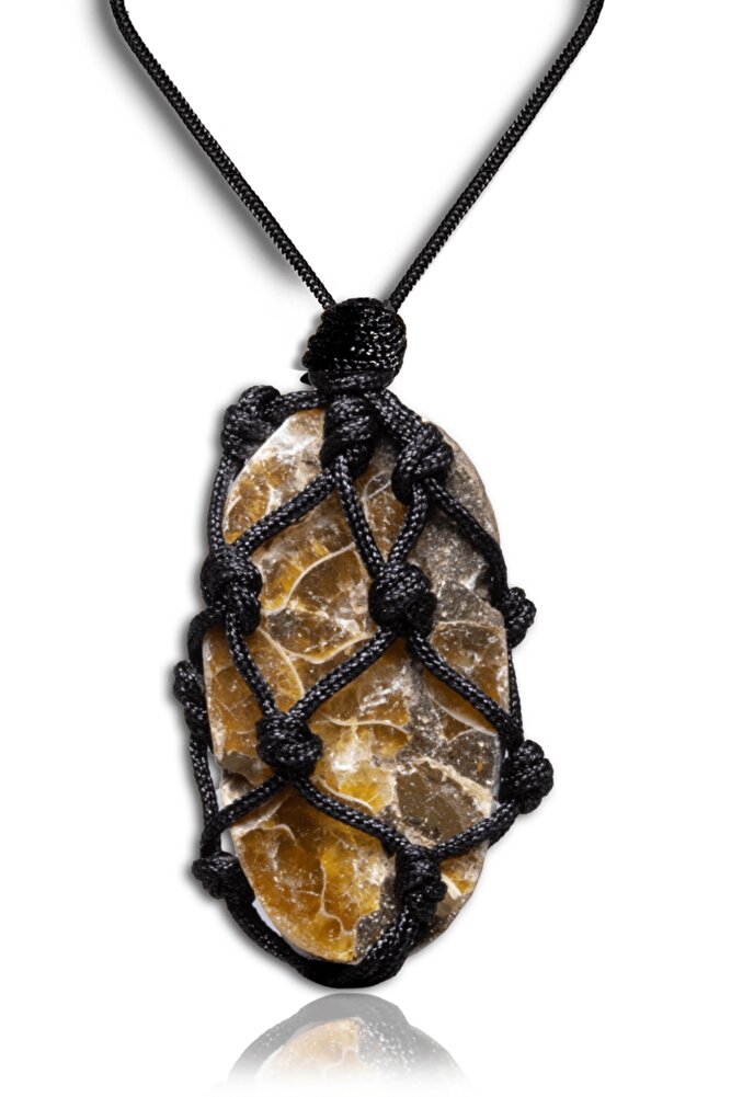 Sertifikalı Ayarlanabilir Doğal Ammonit Fosili Doğal Taş Kolye