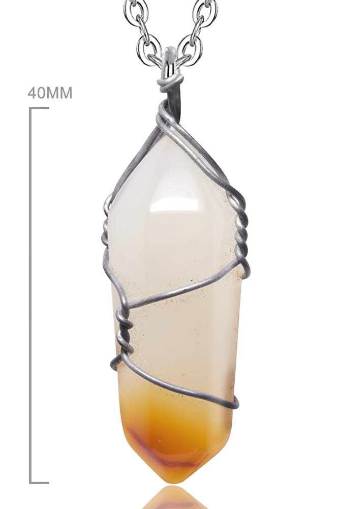 Sertifikalı Çivi Model Doğal Akik Taşı Kolye