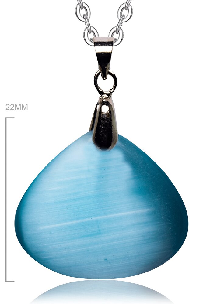 Sertifikalı Doğal Mavi Akik Taşı Kolye