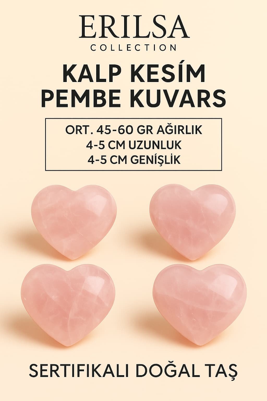 Sertifikalı Kalp Kesim Pembe Kuvars Masaj ve El Taşı – Aşk, Şefkat ve Duygusal Şifa Kristali