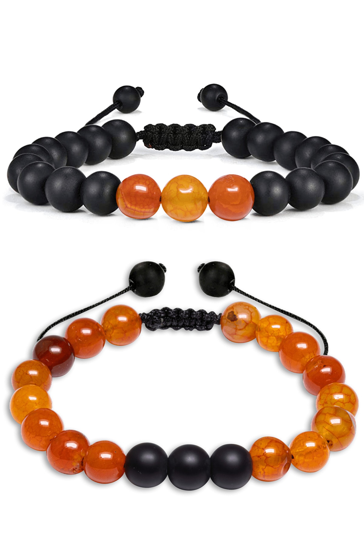 Sertifikalı Gerçek Turuncu Akik Çift Doğal Taş Bileklik Seti