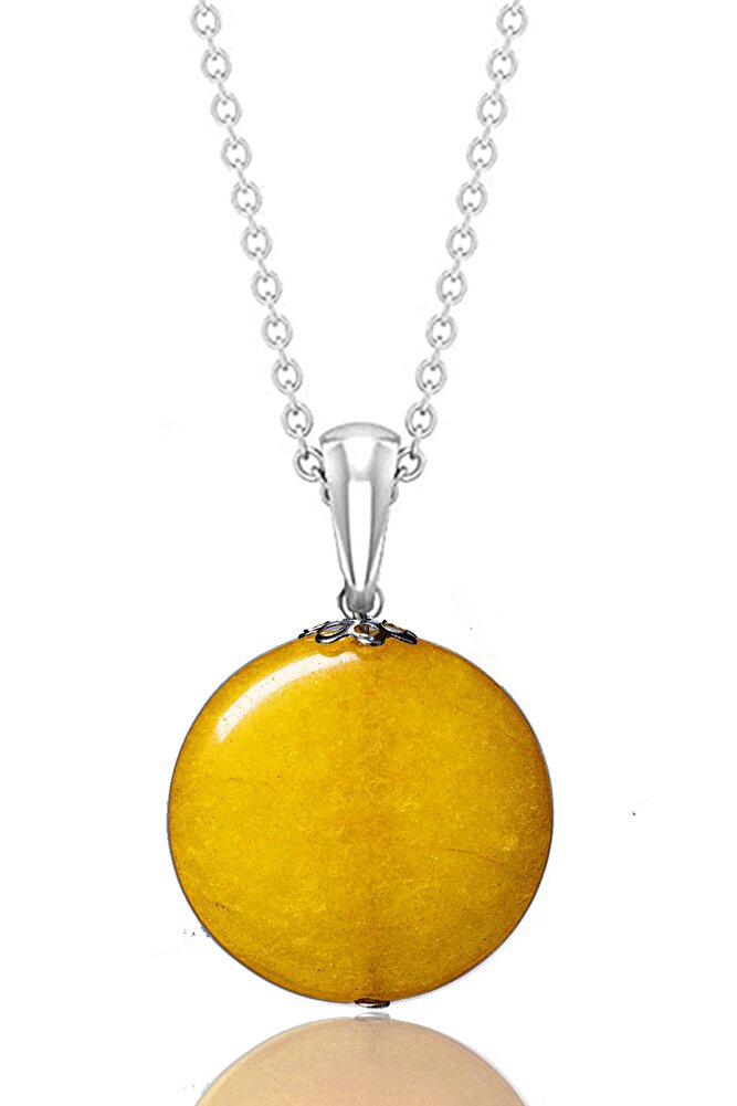 Sertifikalı Gerçek Yuvarlak Doğal Taş Turuncu Akik Taşı Kolye - 1.kalite
