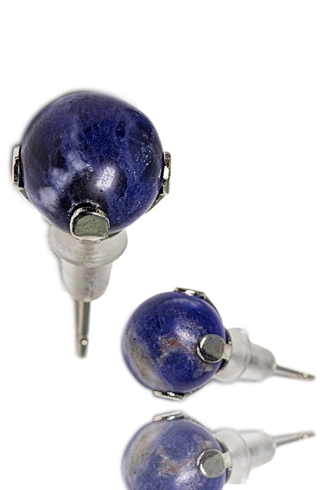 Sertifikalı Doğal Lapis Lazuli Taşı Nokta Doğal Taş Küpe