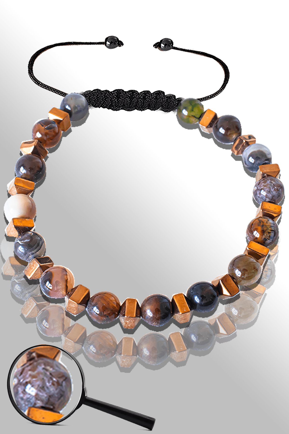 Sertifikalı Rose Hematitli 6 Mm Doğal Hint Akik Taşı Bileklik - Ayarlamalı