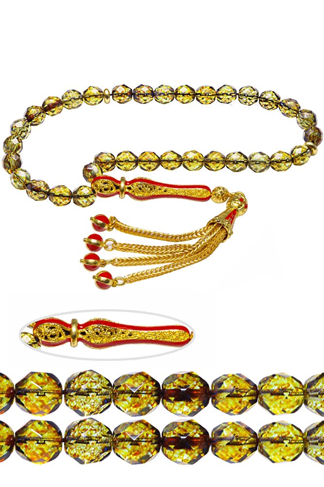 Sertifikalı Ktelkari Püskül Yeşil Doğal Kuvars Taşı Tesbih