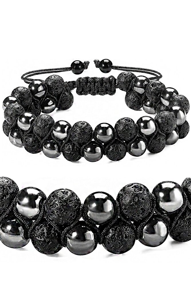 Sertifikalı Doğal Hematit Volkan Lav Taşı Bileklik