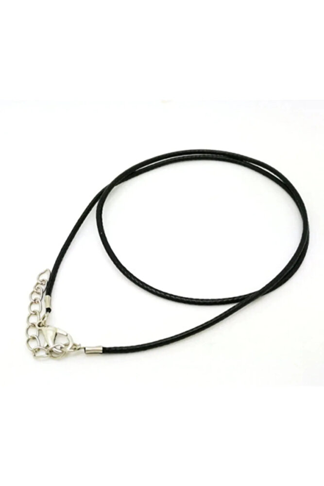 Siyah Rengi Kolye Ucu Takı Ipi Kordonu Deri Kauçuk Görünümlü Ip Kordon