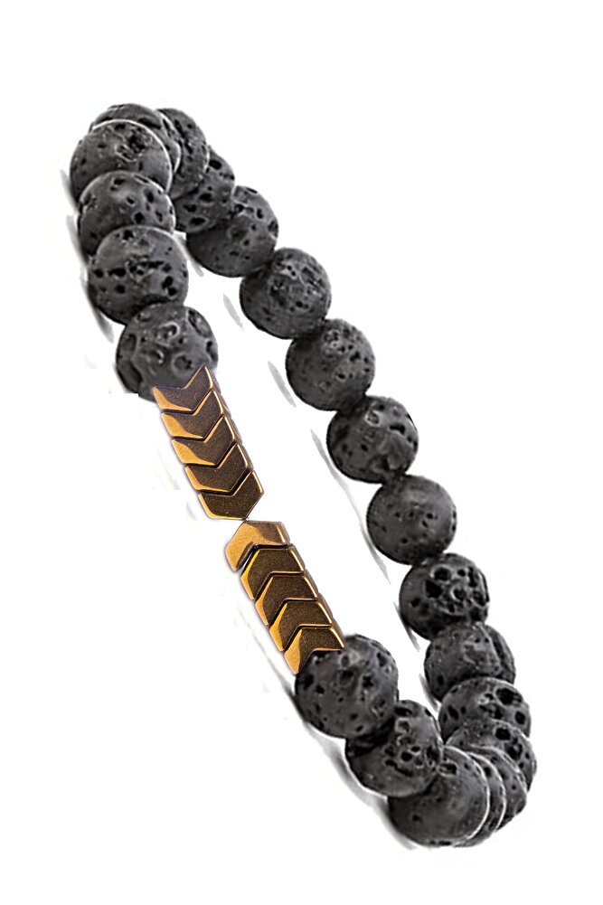 Sertifikalı Doğal Lav Rose Hematit Taşı Bileklik