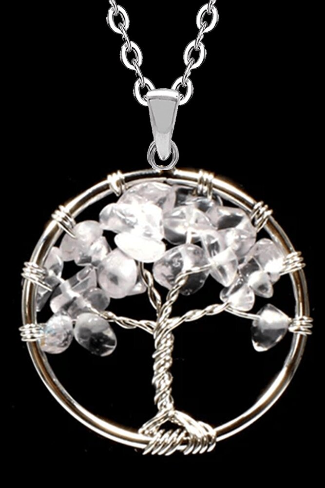 Sertifikalı Kristal Kuvars Taşı Hayat Ağacı Kolye