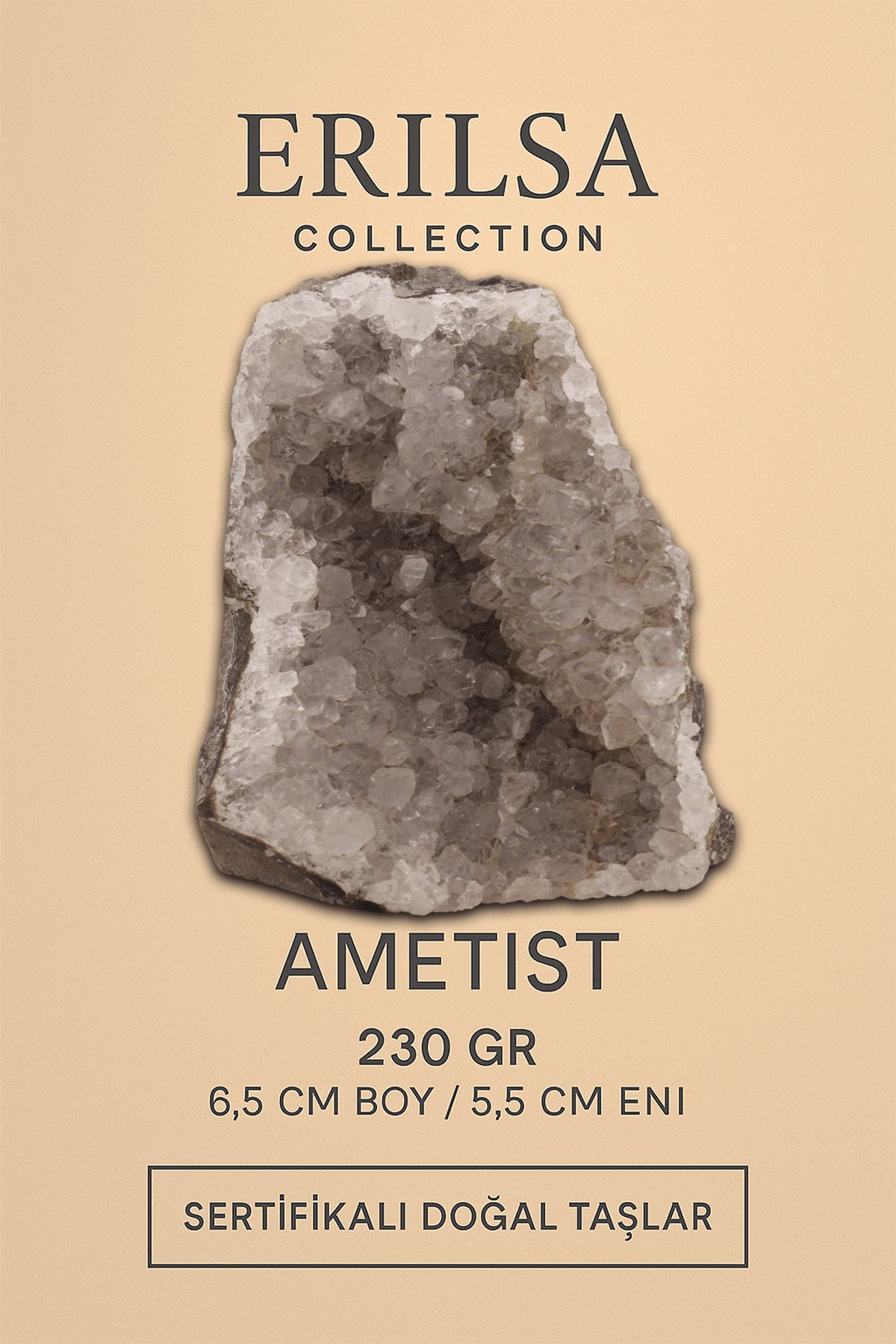 Sertifikalı Ametist Taşı Kütlesi 230 Gr – Ham Doğal Kristal Dekoratif Taş Stresi Azalt Huzur Verir