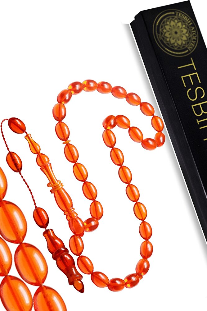 Sertifikalı Sistemli Beyzi Kesim Halkalı Ateş Kehribar Tesbih