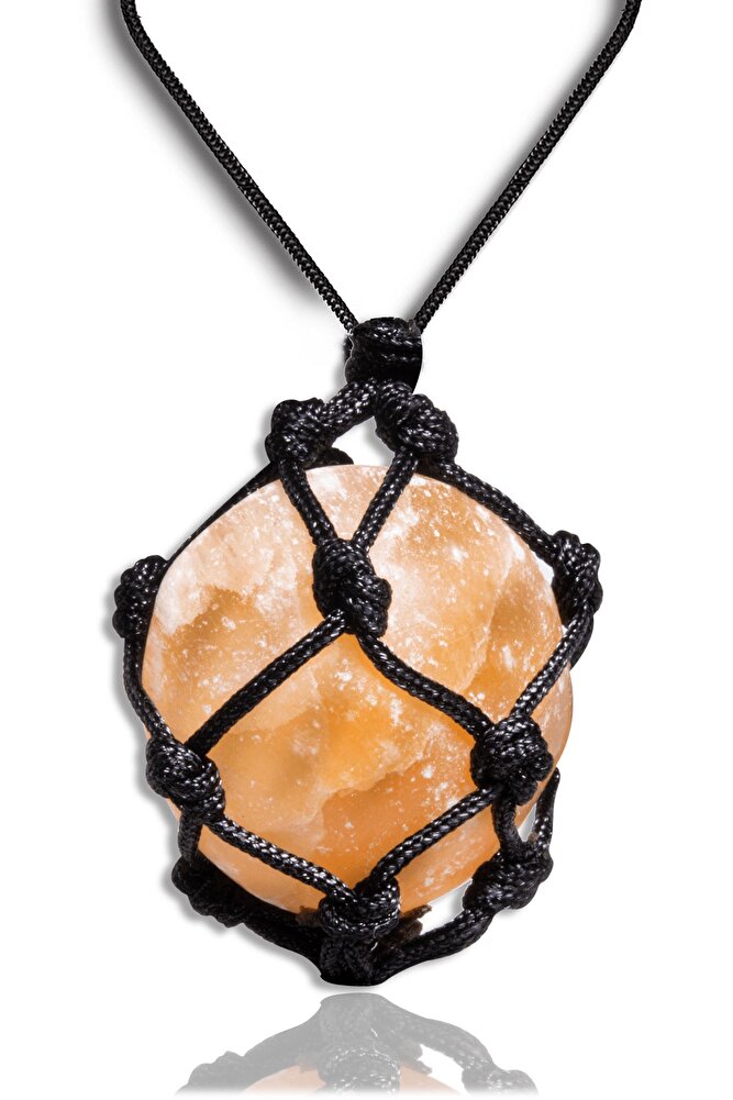 Sertifikalı Ham Işlenmemiş Ayarlanabilir Doğal Turuncu Selenit Taşı Kolye