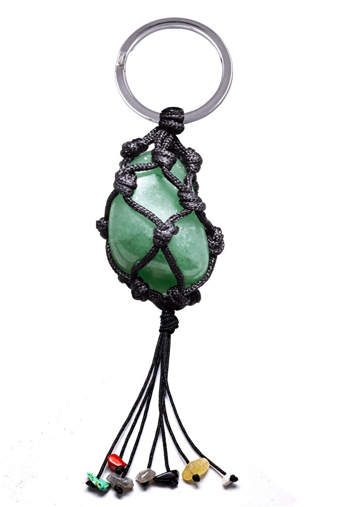 Sertifikalı Doğal Aventurin Taşı 7 Çakra Doğal Taş Anahtarlık