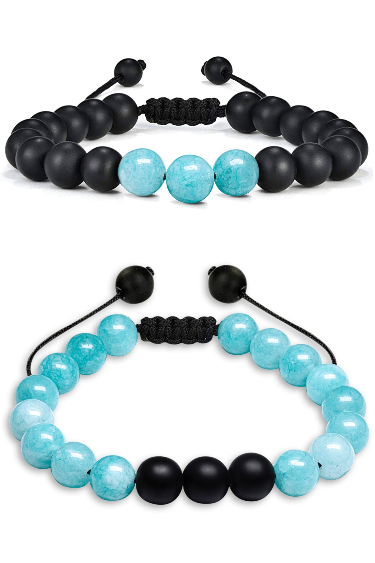 Sertifikalı Makrome Akuamarin Taşı Doğal Taş Bileklik Seti