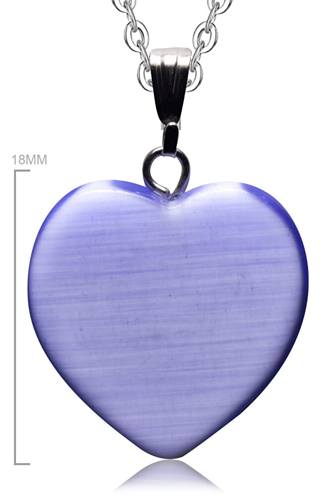 Sertifikalı Kalp Model Gerçek Mavi Akik Taşı Kolye