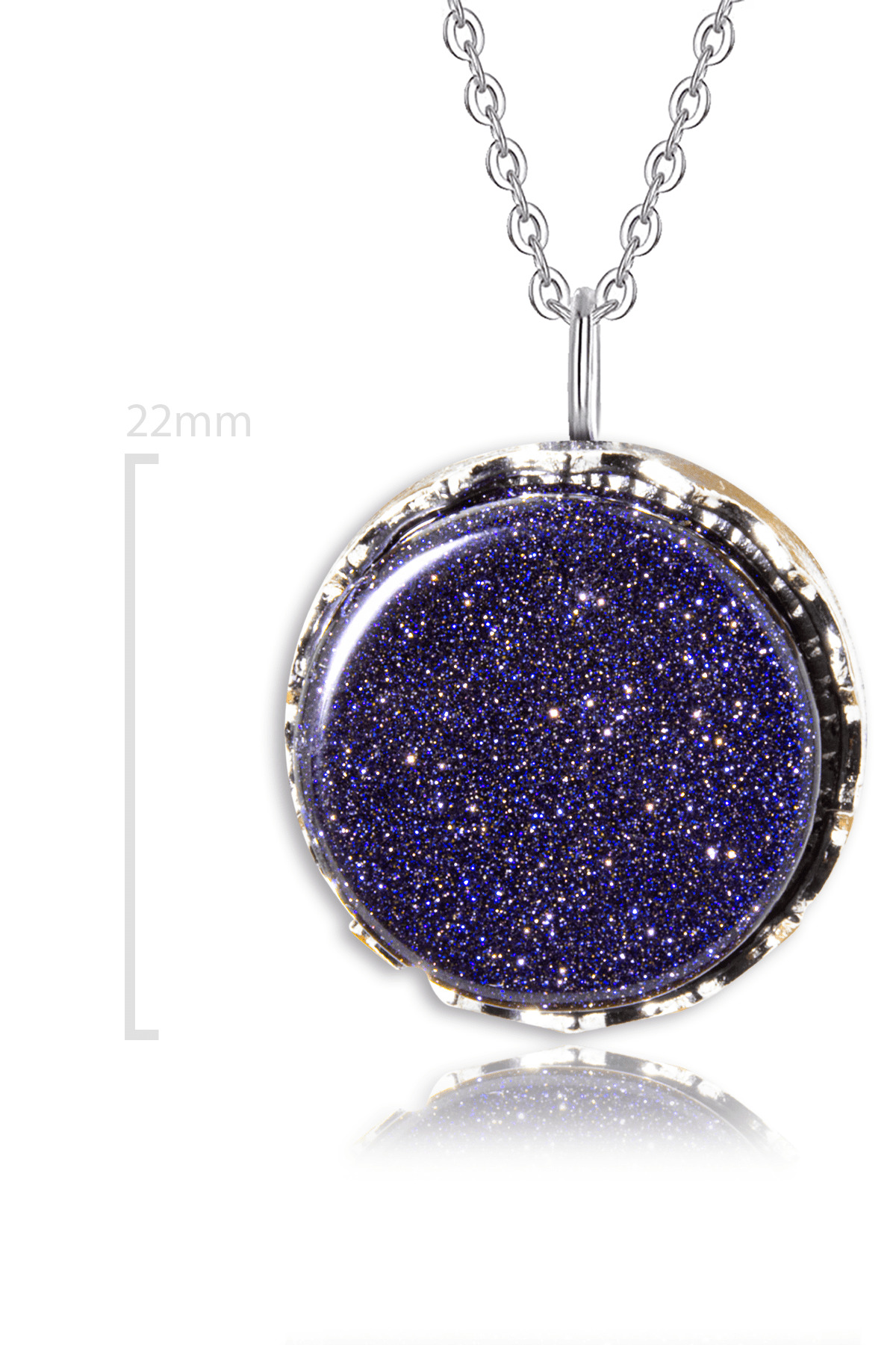 Sertifikalı Yüksek Kalite Doğal Mavi Yıldız Taşı Jasper Doğal Taş Kolye Doğal Mavi Simli Renk 45 cm