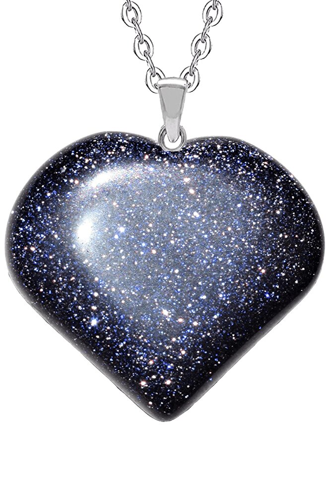 Sertifikalı Kalp Model Gerçek Lacivert Yıldız Taşı Kolye