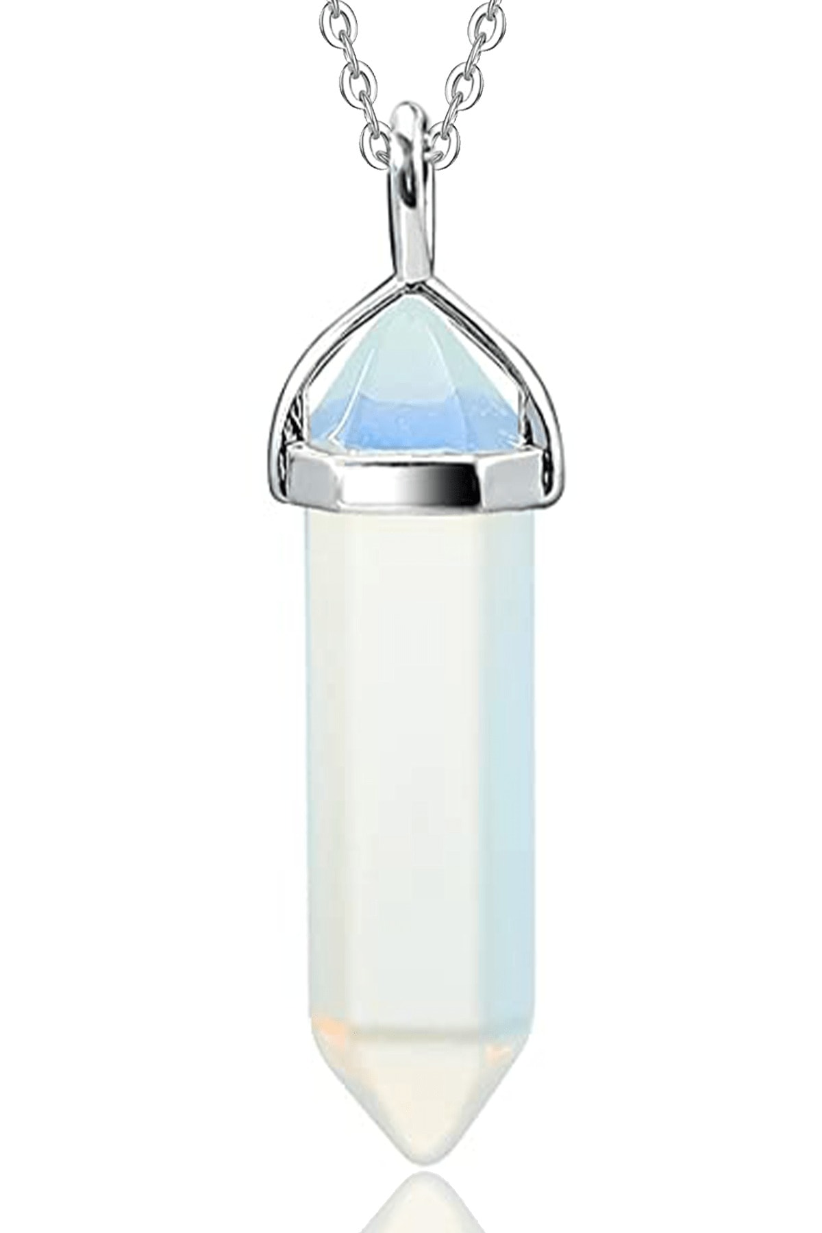 Sertifikalı Çivi Model Opal - Ay Taşı Kolye Doğal Şeffaf Renk 50 cm Kahverengi Renk STD Beden