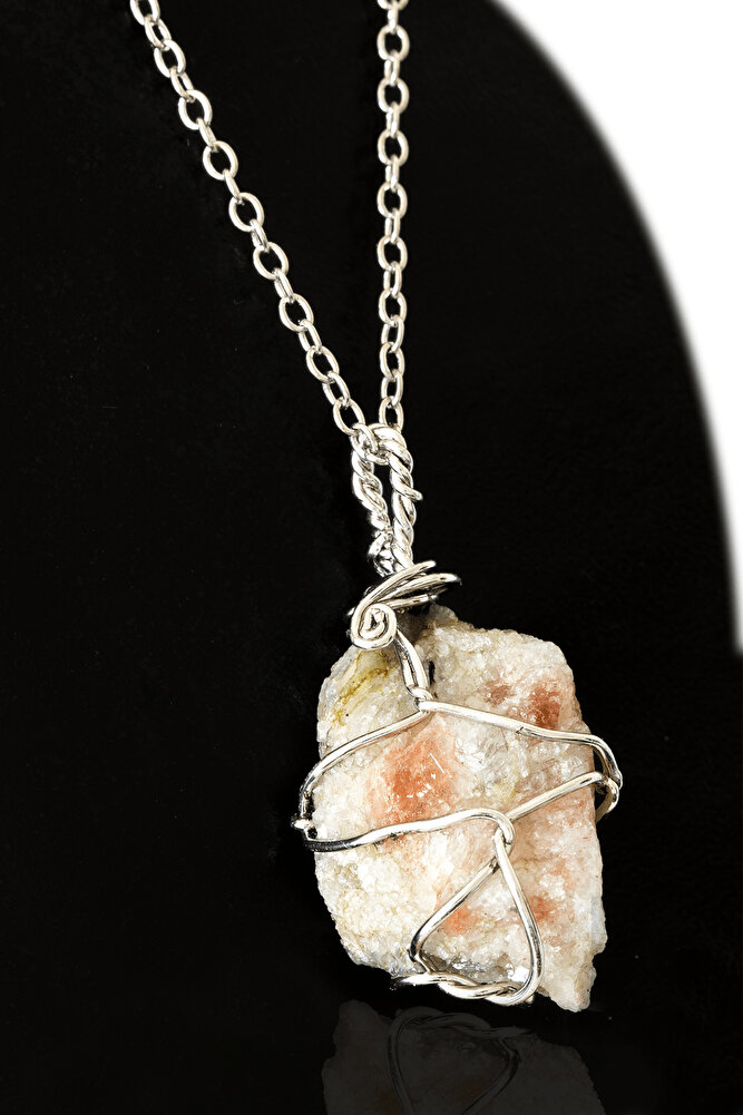 Sertifikalı Tel Sargılı Ham Güneş Taşı Kolye