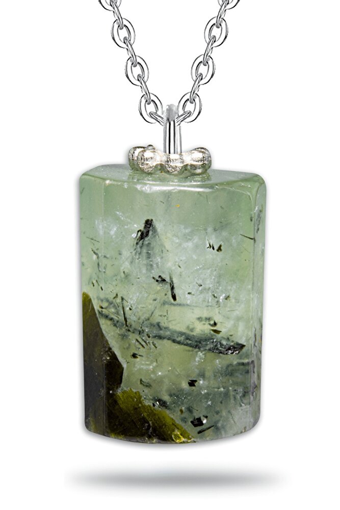 Sertifikalı Yüksek Kalite Fasetli Doğal Phrenit Prinayt Taşı Kolye