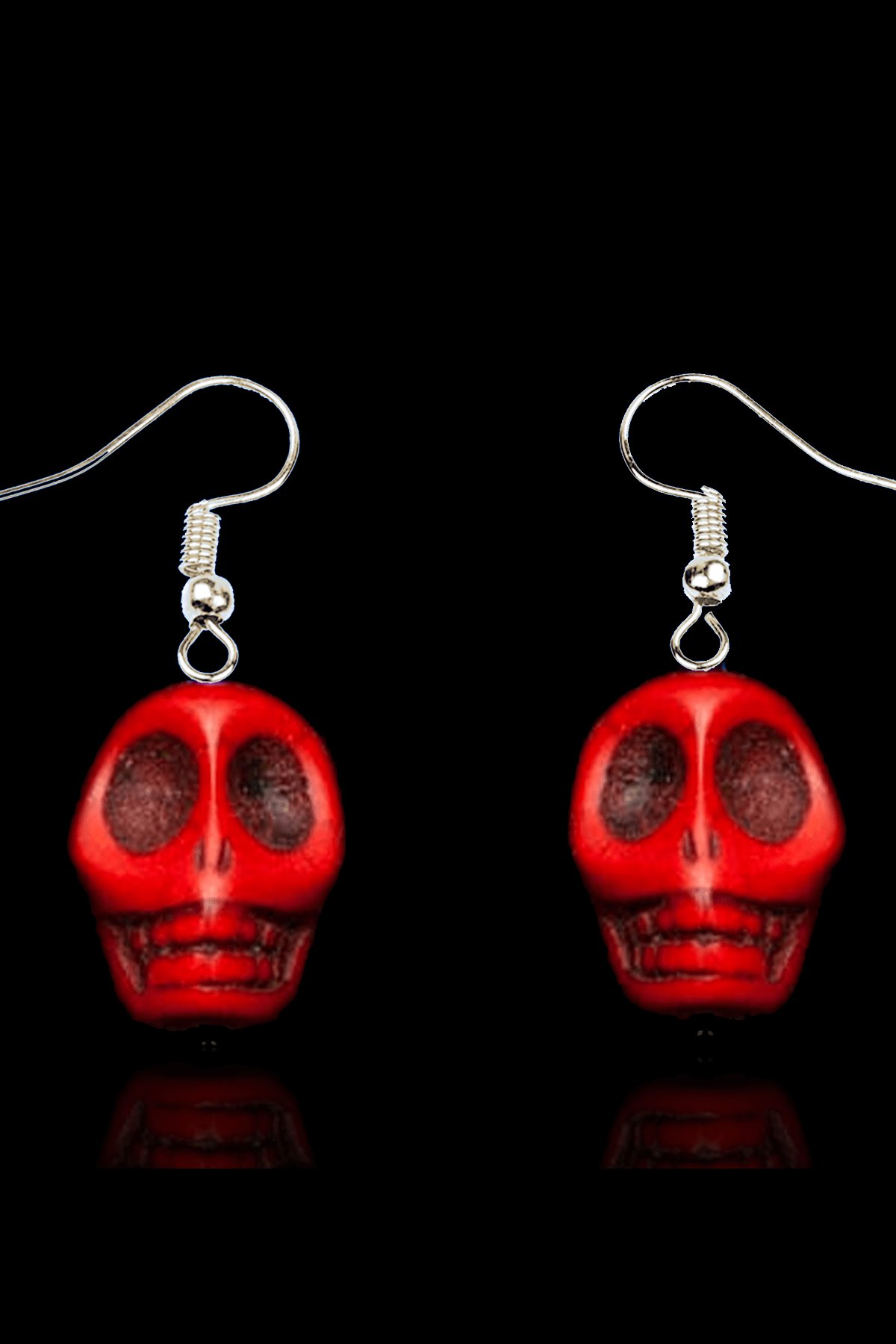 Sertifikalı Kuru Kafa Model Gerçek Kırmızı Havlit Taşı Küpe