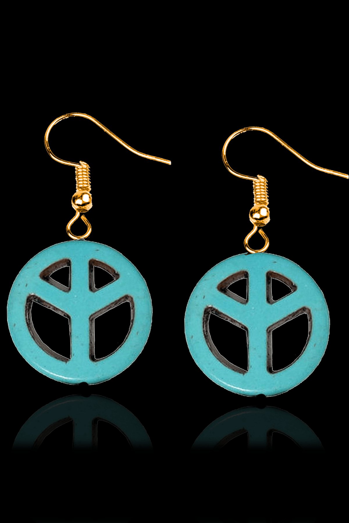 Sertifikalı Gold Barış Sembolü Firuze Taşı Küpe (Turkuaz Taşı)