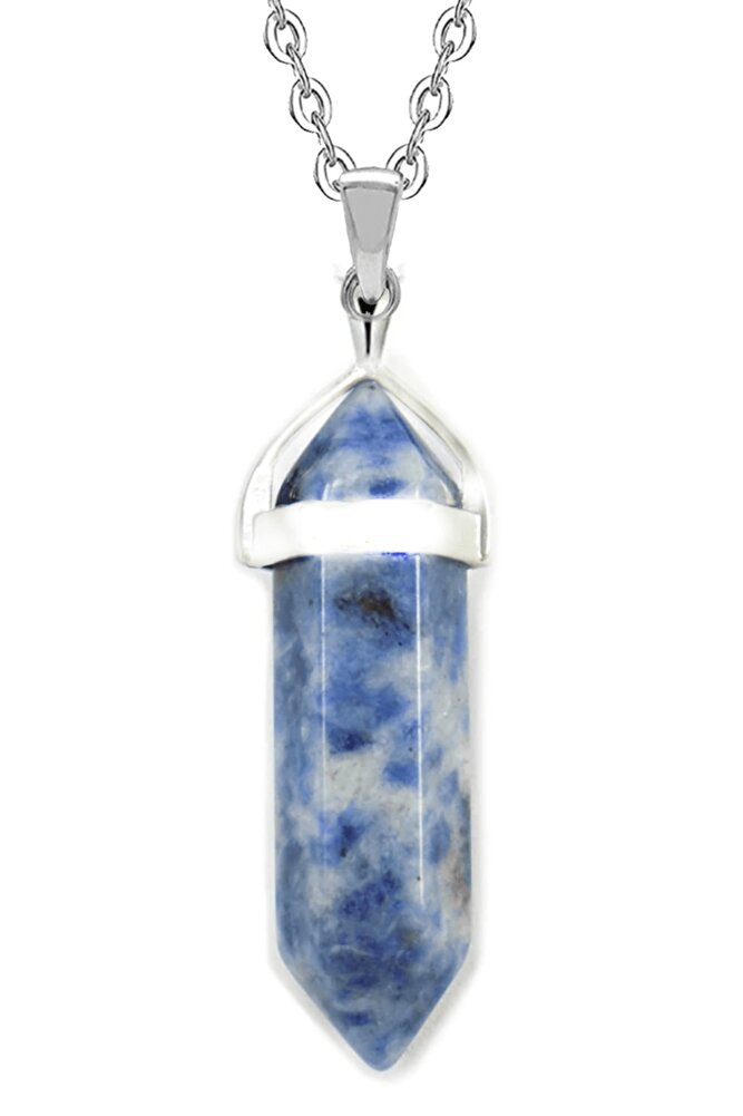 Sertifikalı Çivi Model Mantık Zeka Taşı Doğal Sodalit Taşı Kolye