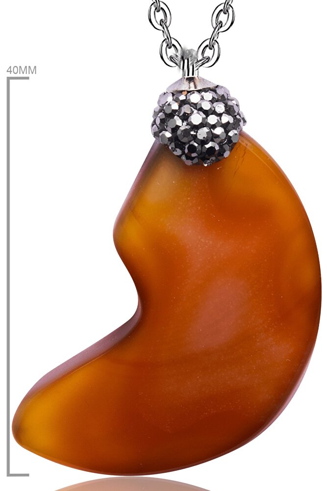 Sertifikalı Zirkon Işlemeli Doğal Yemen Akik Taşı Kolye