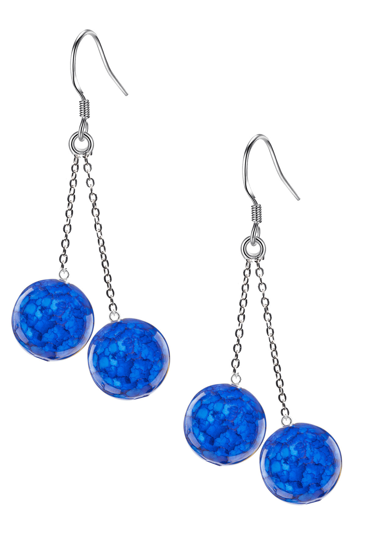 Sertifikalı Doğal Mavi Akik Taşı Gümüş Küpe Doğal Mavi Renk Tek Ebat