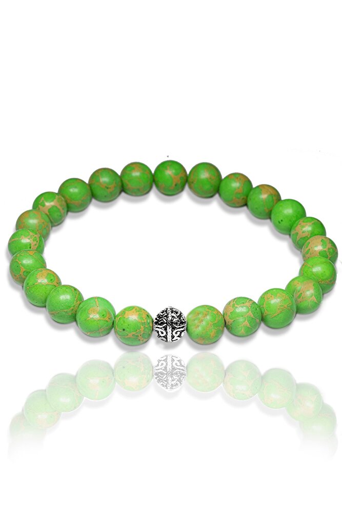 Sertifikalı Gümüş Aparatlı Fıstık Yeşili Varisit Taşı Bileklik