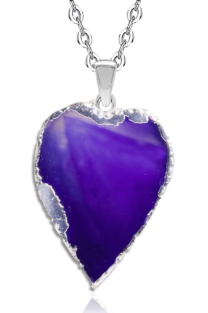 Sertifikalı Doğal Mavi Desenli Akik Taşı Kolye