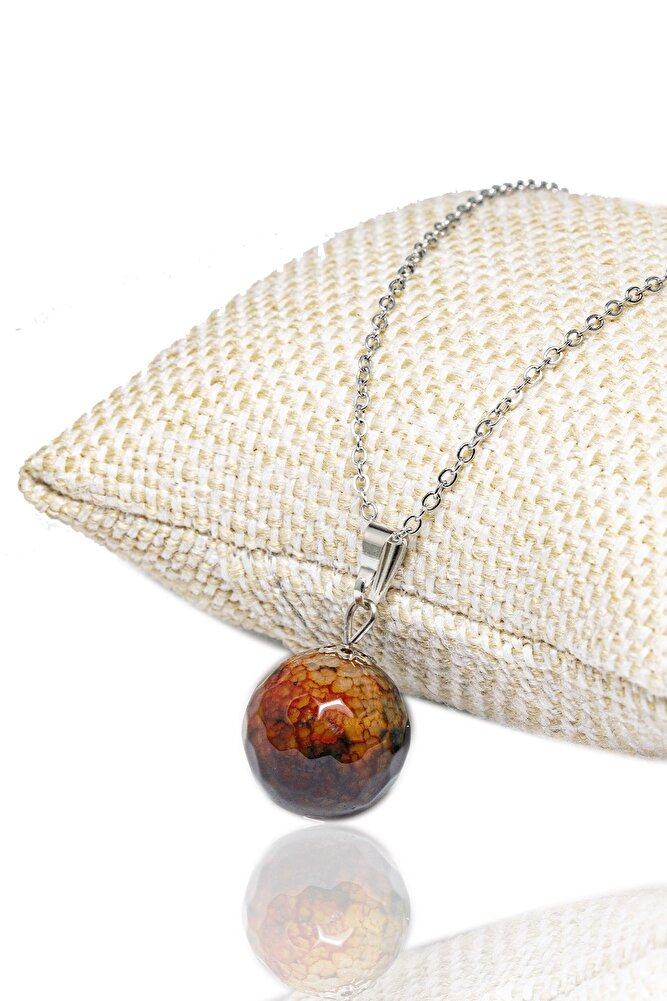 Sertifikalı Gerçek Fasetli Doğal Renkli Akik Taşı Kolye