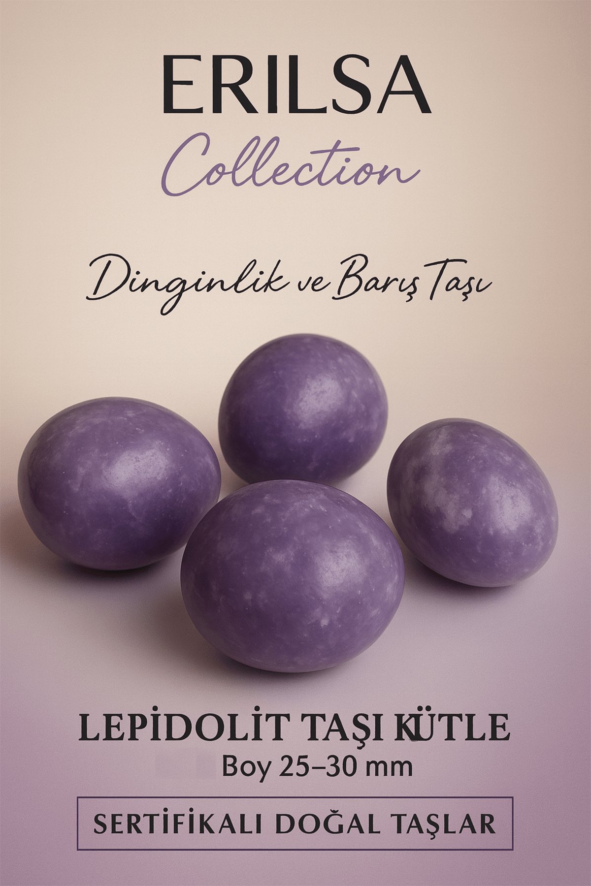 Sertifikalı Doğal Lepidolit Taşı Kütle 25-30 mm – Dinginlik ve Ruhsal Barış Taşı