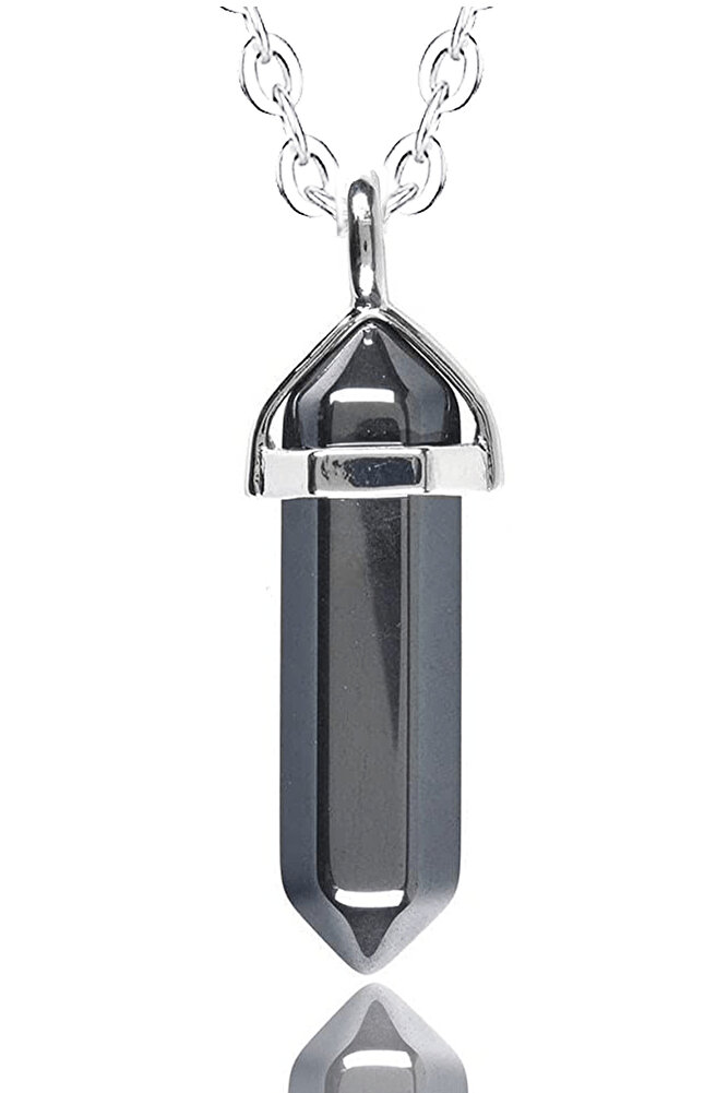 Sertifikalı Doğal Orijinal Terahertz Taşı Kolye - Titreşim Taşı