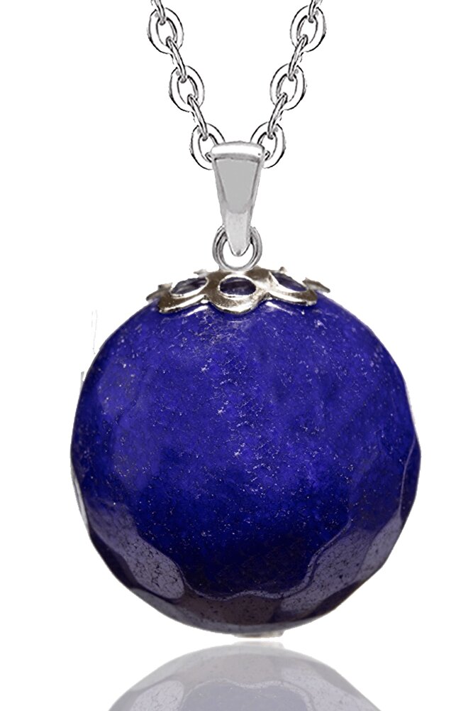 Sertifikalı Gerçek Fasetli Mavi Akik Doğal Taş Kolye