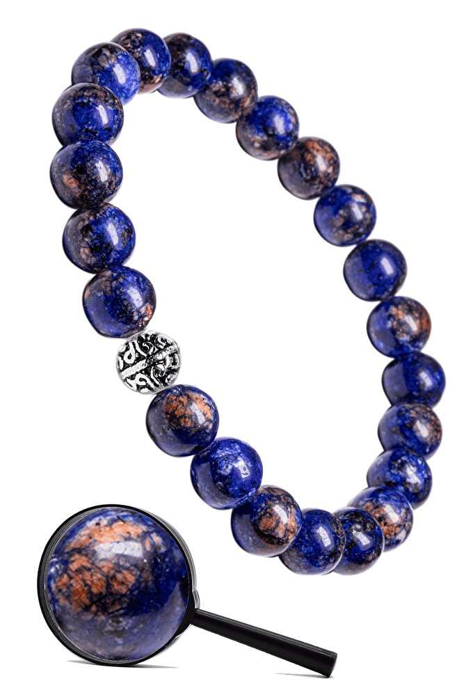 Sertifikalı Gümüş Aparatlı Doğal Avustralya Azurit Taşı Bileklik