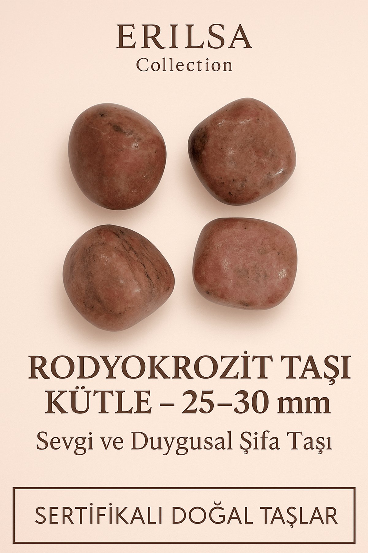 Sertifikalı Rodyokrozit Taşı Kütle 25–30 mm – Sevgi ve Duygusal Şifa Taşı