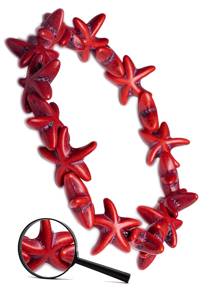 Sertifikalı Yıldız Kesim Kırmızı Kıl Mercan Taşı Bileklik