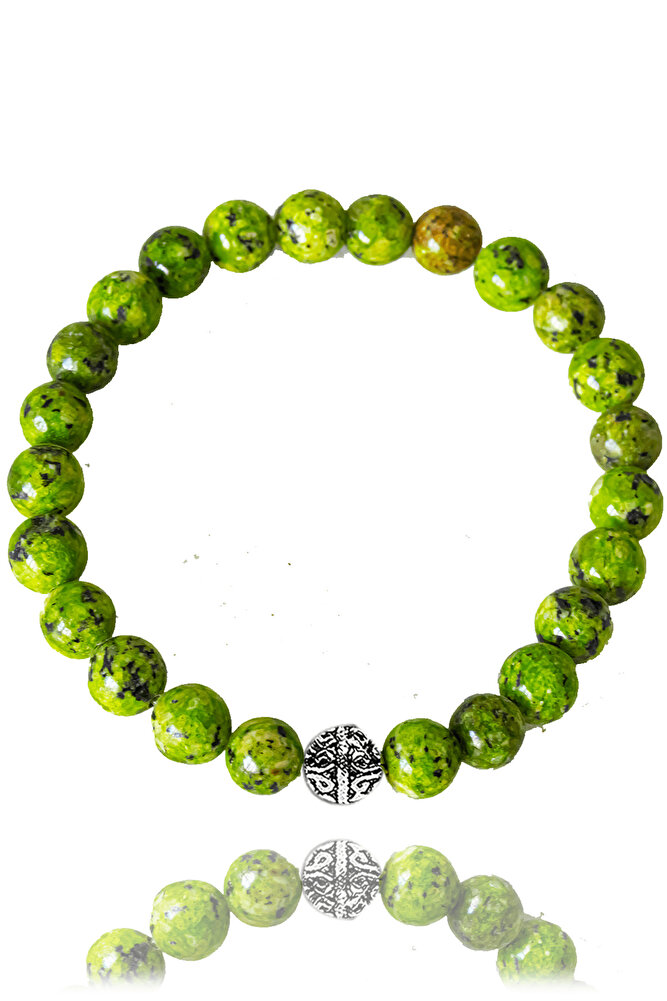 Sertifikalı Orijinal Yeşim Taşı Bileklik - Gümüş Aparatlı