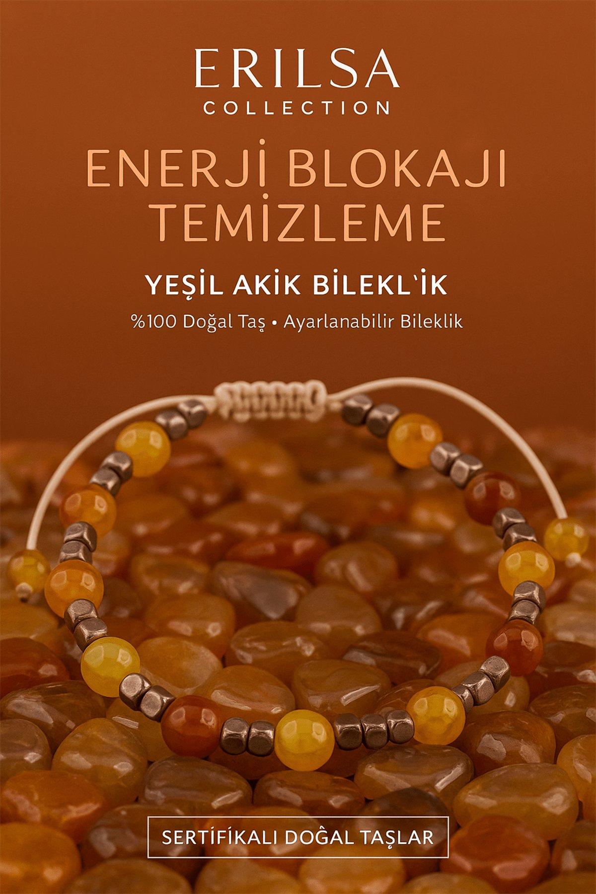 Sertifikalı Enerji Blokajı Temizleme Bilekliği – Yeşil Akik - Terahertz (6 mm)