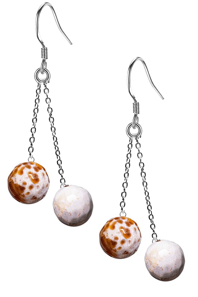 Sertifikalı Kırmızı Tibet Akik Taşı Gümüş Küpe