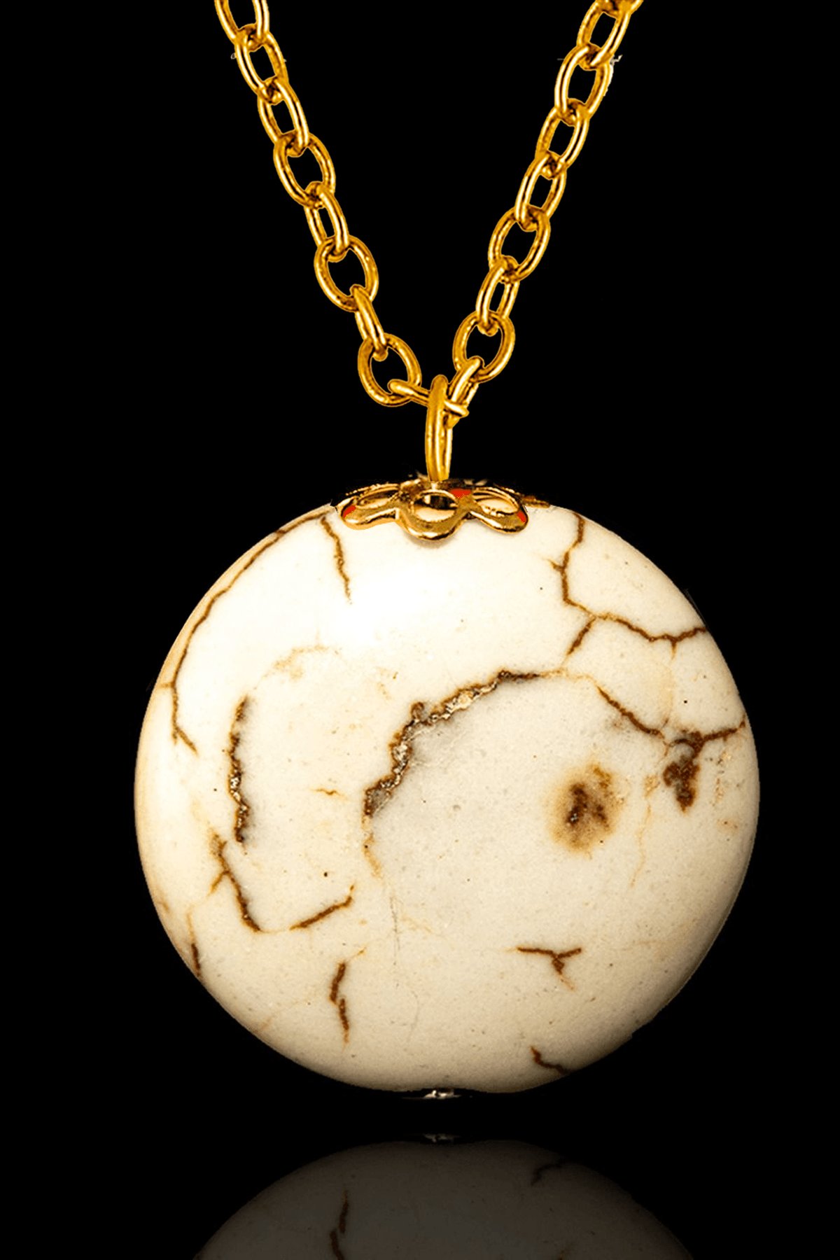 Sertifiaklı Oval Model Havlit Taşı Kolye - 24k Altın Kaplama