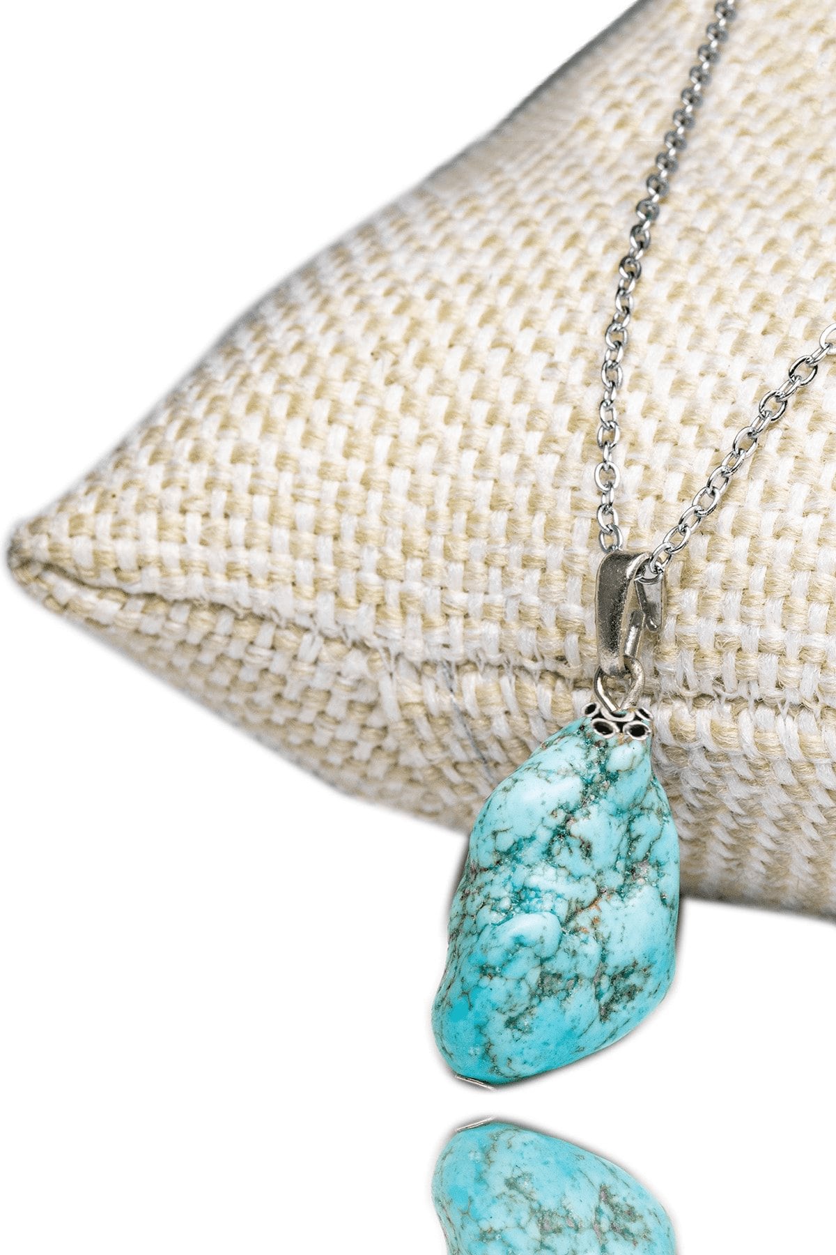 Sertifikalı Ham Işlenmemiş Doğal Firuze Taşı Kolye (Turkuaz Taşı)